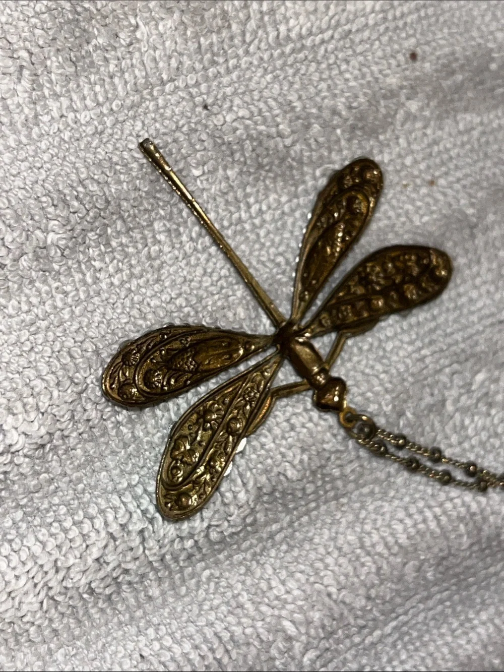 Anne Koplik Handmade Dragonfly Pendant Necklace with Opalescent Accents
